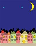 city ​​at night - illustration of night city