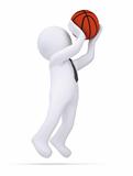 3d white human ready to throw a basketball