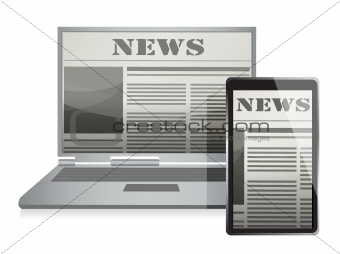 News Concept with Business Newspaper on Screen