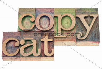 copycat word in wood type