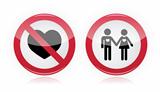 No love, no couples - forbidden, red warning sign