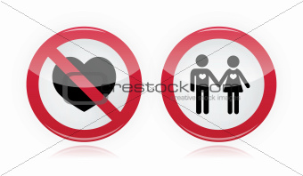 No love, no couples - forbidden, red warning sign