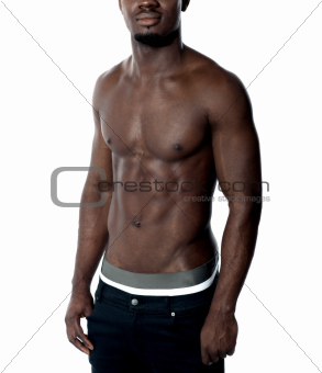 Cropped image shirtless fit guy