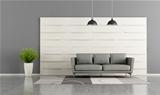 Modern lounge with white wooden panel