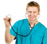 medical doctor holding stethoscope