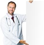 smiling medical doctor showing clipboard