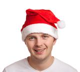 Young man in santa hat