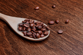 spoon with coffee beans
