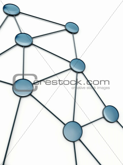 Abstract bases connected together on a white background