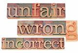 unfair, wrong, incorrect