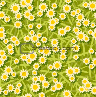 yellow white flowers seamless background pattern