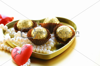 box of chocolates and pearl, gift for Valentine's Day