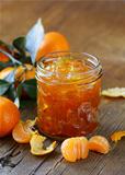 orange mandarin homemade jam marmelade in a glass jar