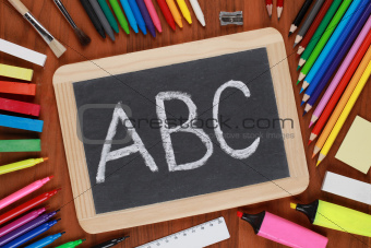 ABC on a blackboard or chalkboard