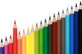 Colored pencils forming a rising chart