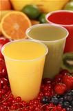 Fresh juices in drinking cups