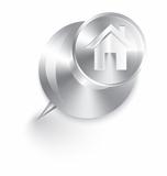 Home icon metal push pin vector