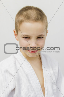 portrait of cute young teen boy in kimono