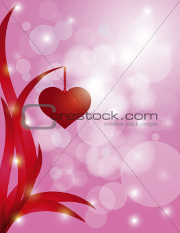 Hearts Hanging on Leaf Bokeh Background