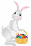 Easter Bunny with Basket of Eggs Illustration