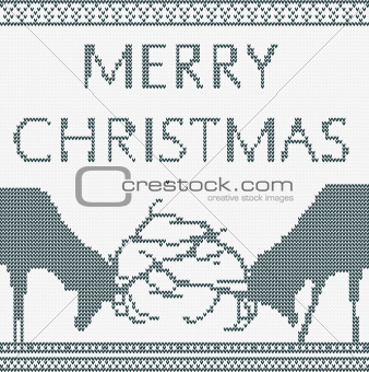 Christmas Knitted background with deer