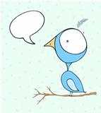 Blue bird doodle wallpaper with text bubble