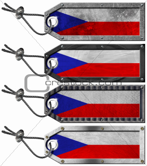 Czech Republic Flags Set of Grunge Metal Tags