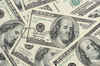 close up hundred dollars bank notes background