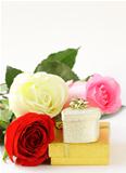 fresh roses and gifts for the holiday Valentines Day