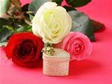 fresh roses and gifts for the holiday Valentines Day