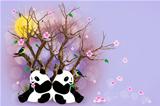 Lilac Greeting Card With Pandas