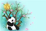 Turquoise Greeting Card With Panda