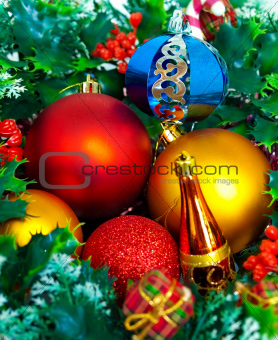 Colorful christmas bauble decorations 