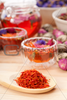 Herbal natural floral tea infusion with dry flowers