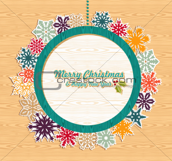 Retro wooden Christmas bauble banner