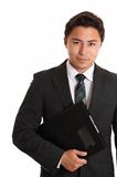 Serious businessman with folder