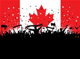 Party crowd on canadian flag 