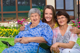 Three generation of women at countryside together