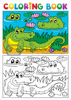 Coloring book crocodile image 2