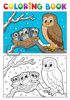 Coloring book owl theme 1