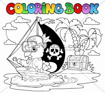 Coloring book pirate parrot theme 2
