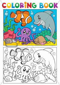Coloring book with marine animals 6