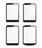 Set of four modern smartphones