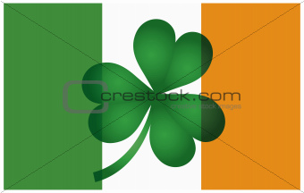Ireland Flag with Shamrock Illustration