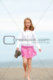 Girl beach walk