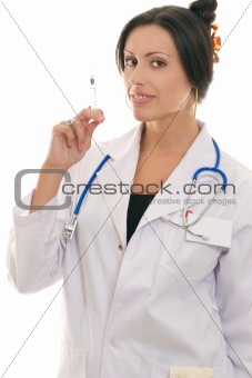 Female doctor holding an injectable syringe