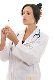 Doctor or nurse with medical syringe
