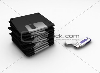 USB pen drive and floppy disks