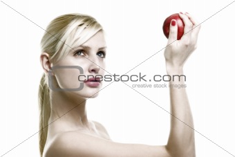 girl and apple