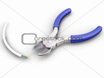 Wire cutters and wire - 3D render
